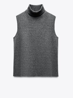 Zara Sleeveless Turtleneck Knit Top - Gray